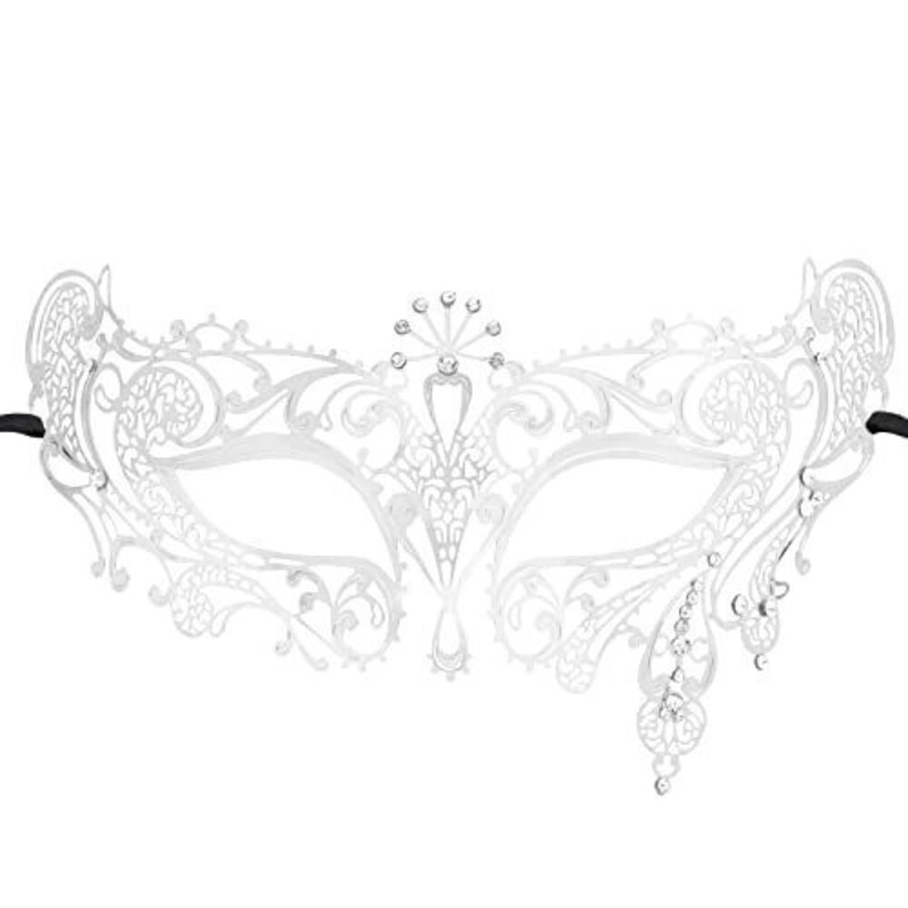 5155 Laser Cut Metal Venetian Halloween Mardi Gras Party Mask White